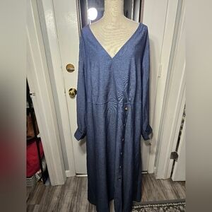 Bloomchic Women's Long Sleeve V Neck Dress Sz 26 NWT Side Button detail